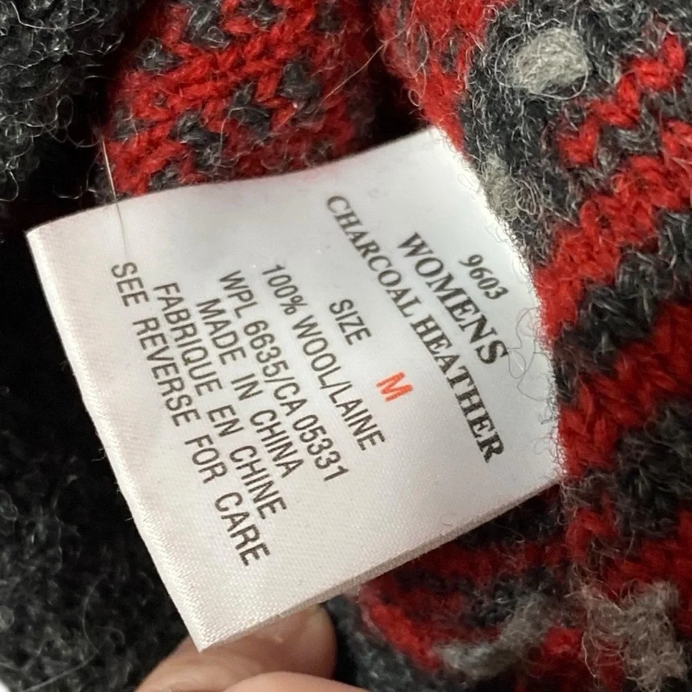 WOOLRICH Sweater Red Gray Charcoal Heather 100% Wool Women’s Size M - Picture 8 of 10